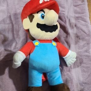 Mario Backpack Plush Toy with Red Hat and Blue Overalls